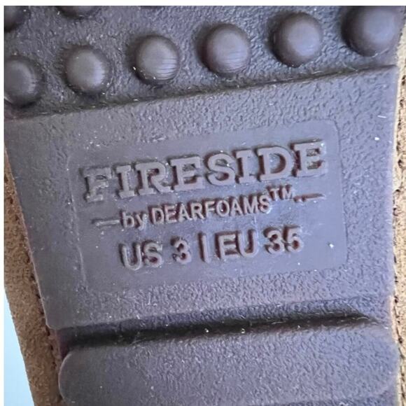 Fireside By Dearfoams Parke Genuine Shearling Moccasin Slipper Size 35 EU Kids - Picture 6 of 10